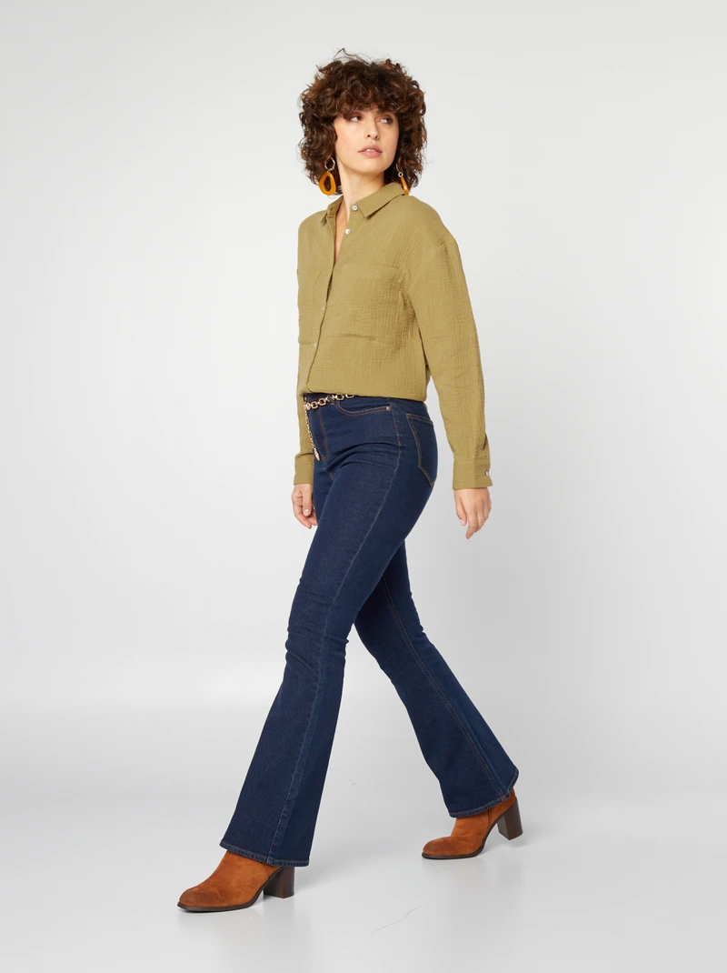 Cotton gauze blouse-green